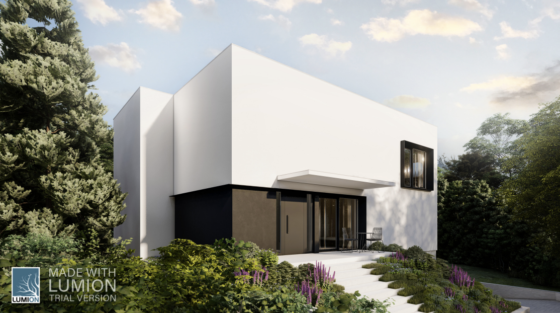 Wizualizacja zewnętrzna - widok frontowy rezydencji